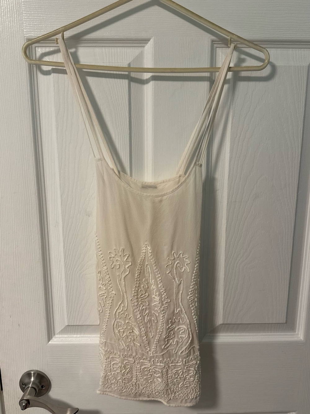 Club Monaco Ivory Beaded Embroidered Cami Tank